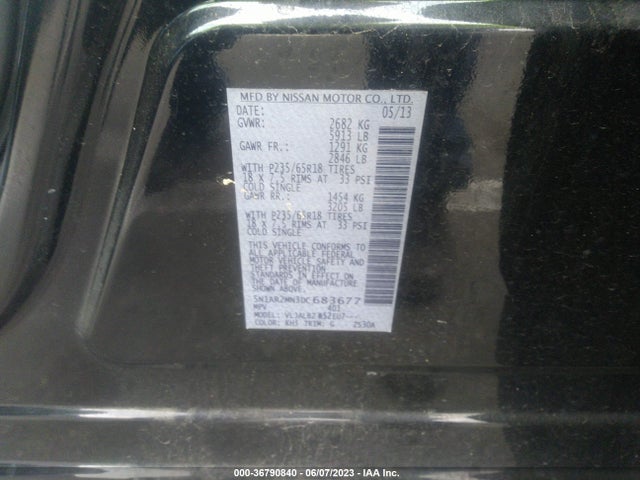 2013 NISSAN PATHFINDER S VIN: 5N1AR2MN3DC683677