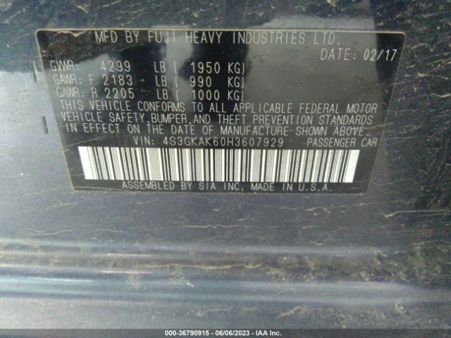 4S3GKAK60H3607929 Subaru Impreza Sport