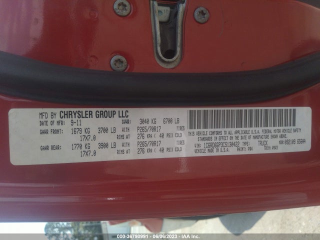 2012 RAM 1500 SLT VIN: 1C6RD6GP3CS130422
