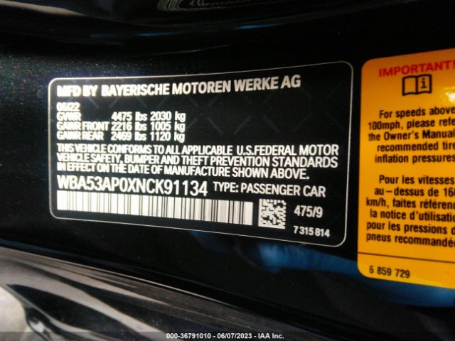 WBA53AP0XNCK91134 BMW 4 Series 430i