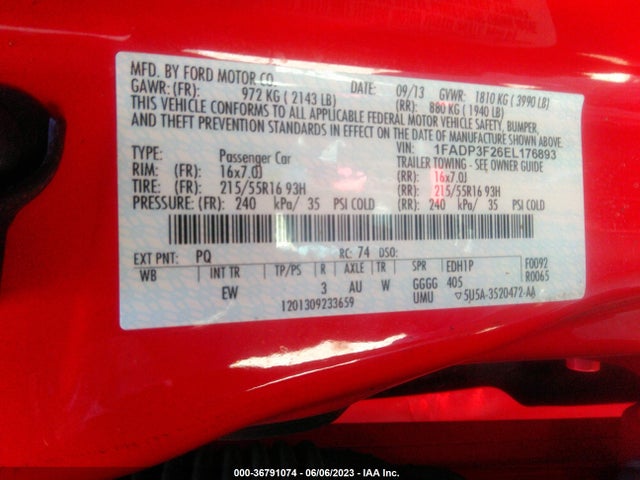1FADP3F26EL176893 Ford FOCUS SE