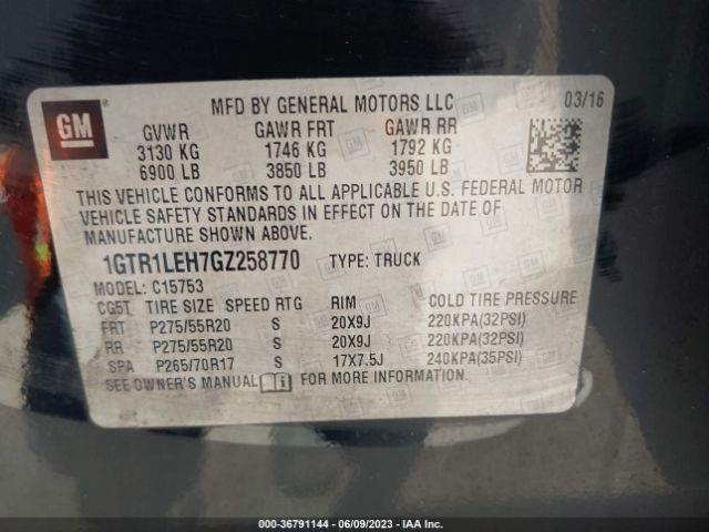 1GTR1LEH7GZ258770 GMC SIERRA 1500