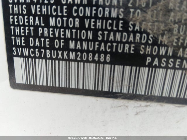 3VWC57BUXKM208486 Volkswagen Jetta S/se/r-line