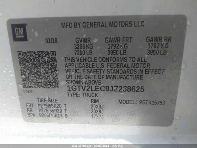 1GTV2LEC9JZ238625 GMC SIERRA 1500