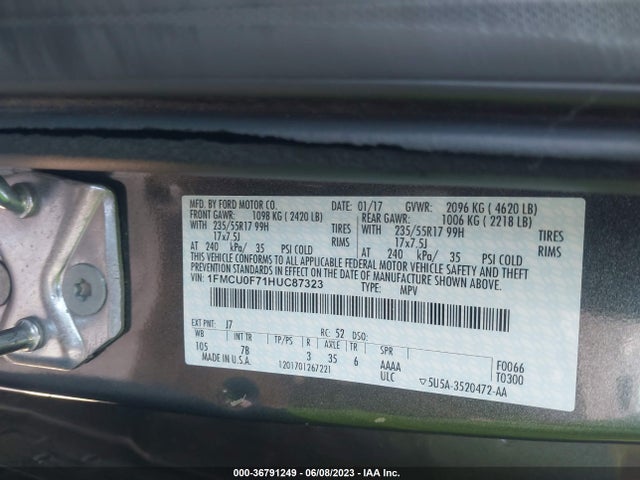 1FMCU0F71HUC87323 Ford ESCAPE S