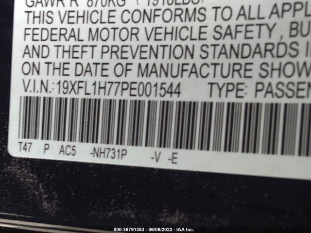 Honda Civic Hatchback Ex-l 2023 19XFL1H77PE001544 Image 10