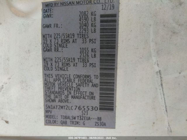 5N1AT2MT2LC765530 Nissan Rogue Sl