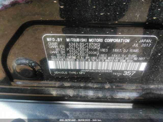 JA4AR3AU3HZ069456 Mitsubishi Outlander Sport 2.0