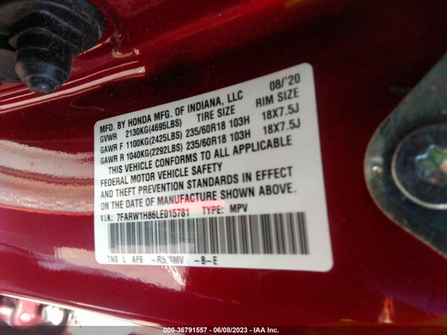 Honda Cr-v Ex-l 2020 7FARW1H86LE015781 Image 9