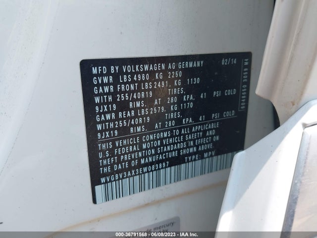 WVGBV3AX3EW083897 Volkswagen Tiguan R-line