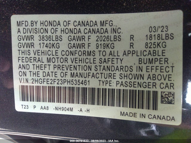 Honda Civic Sedan Lx 2023 2HGFE2F23PH535461 Image 10