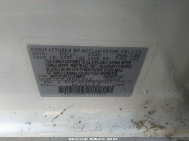 3N1CN7APXJL815073 Nissan Versa Sedan Sv