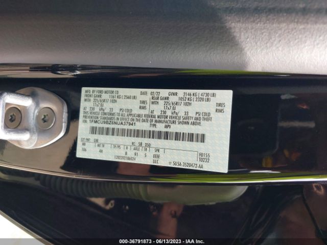 1FMCU9BZ6NUA37941 Ford Escape Se Hybrid