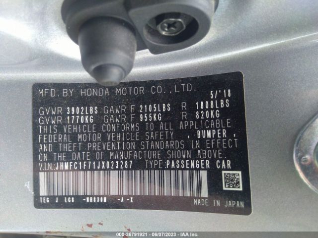 JHMFC1F71JX023287 Honda Civic Ex-l