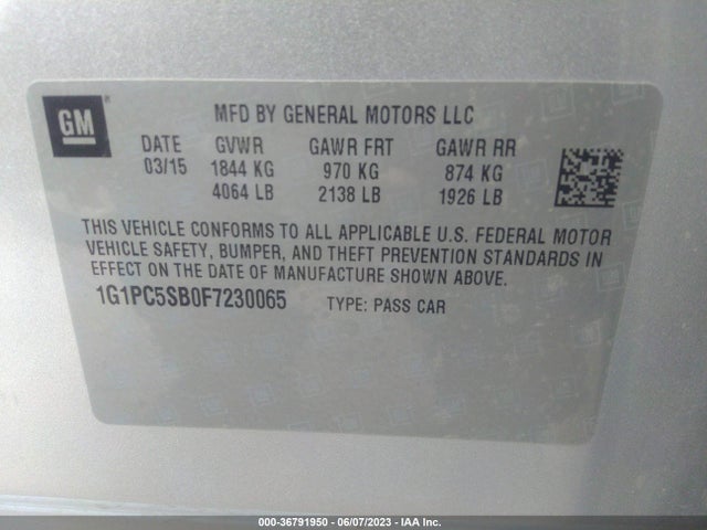 Chevrolet CRUZE LT 2015 1G1PC5SB0F7230065 Image 10