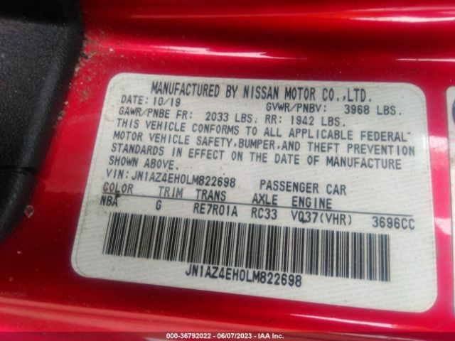 JN1AZ4EH0LM822698 Nissan 370Z COUPE