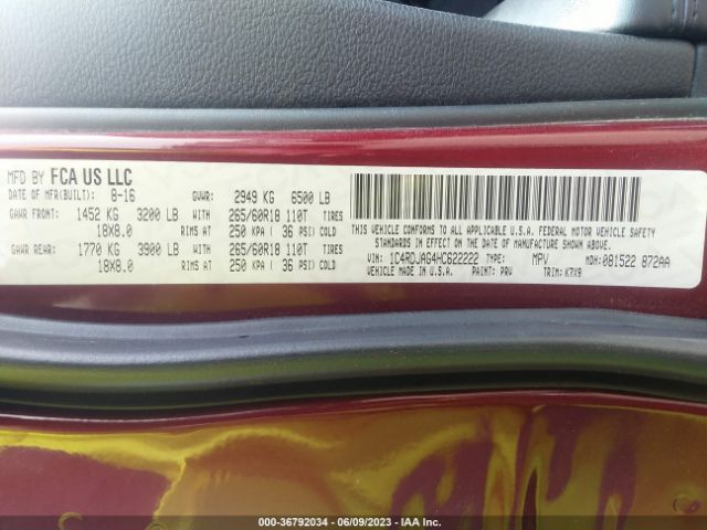 1C4RDJAG4HC622222 Dodge Durango Sxt