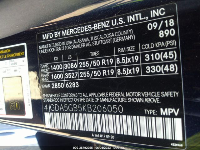 4JGDA5GB5KB206050 Mercedes-Benz GLE