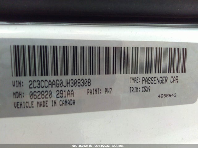 2C3CCAAG0JH308308 Chrysler 300 Touring