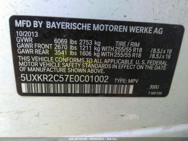 5UXKR2C57E0C01002 BMW X5 Sdrive35i