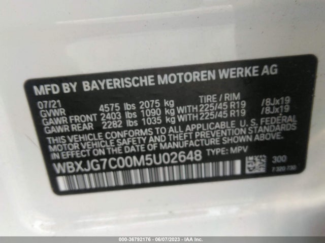 BMW X1 Sdrive28i 2021 WBXJG7C00M5U02648 Image 9