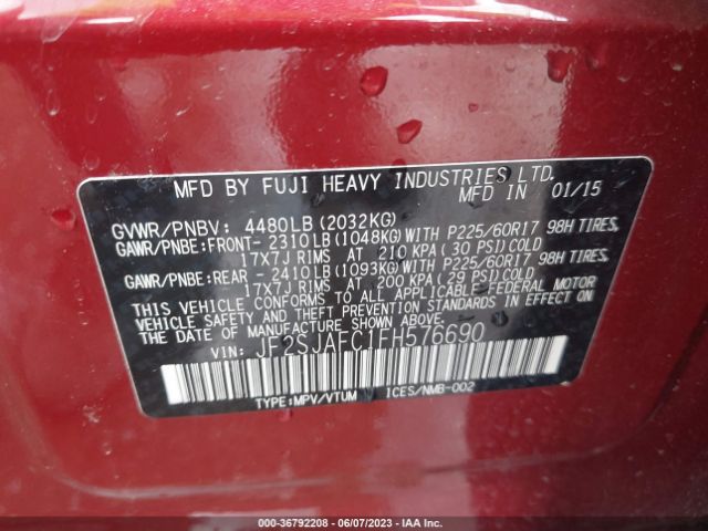 JF2SJAFC1FH576690 Subaru Forester 2.5i Premium