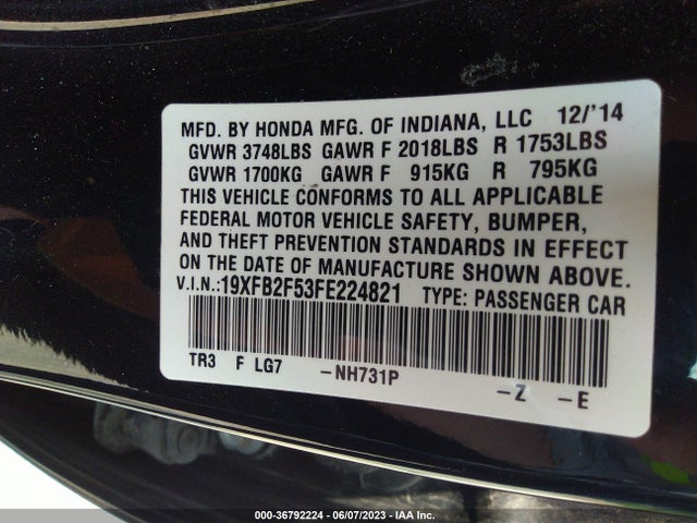 Honda Civic Sedan Lx 2015 19XFB2F53FE224821 Image 9
