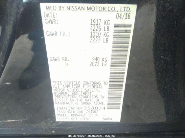 1N4AL3AP3GN358074 Nissan Altima 2.5 S