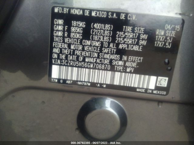 3CZRU5H56GM706870 Honda HR-V EX