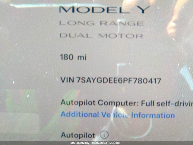 Tesla Model Y Long Range 2023 7SAYGDEE6PF780417 Image 7