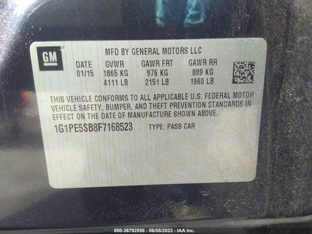 Chevrolet CRUZE LT 2015 1G1PE5SB8F7168523 Image 11