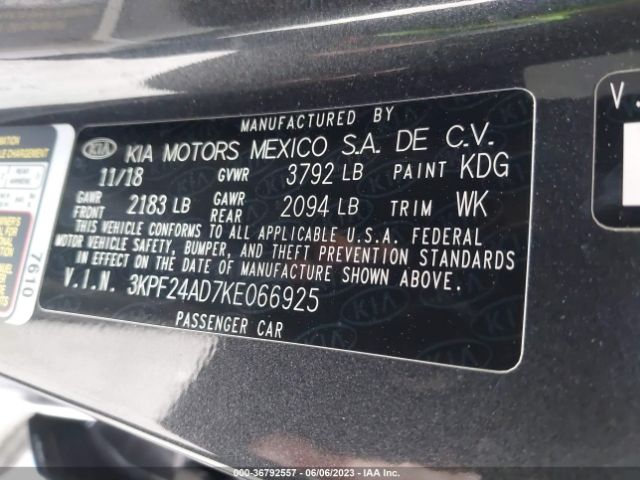 3KPF24AD7KE066925 KIA Forte Lxs
