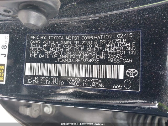 Toyota Prius Four 2015 JTDKN3DU8F1934936 Image 10