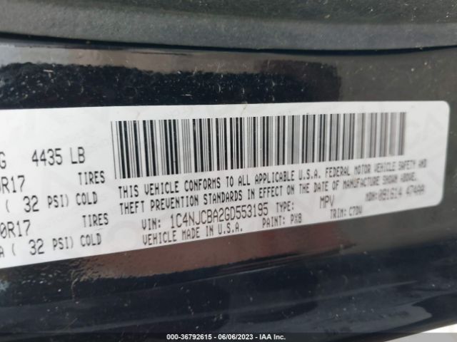 1C4NJCBA2GD553195 Jeep Compass Sport