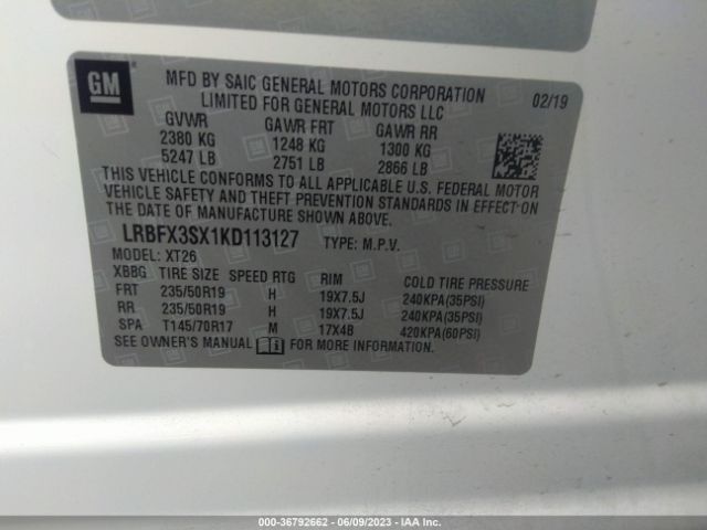 LRBFX3SX1KD113127 Buick Envision Premium