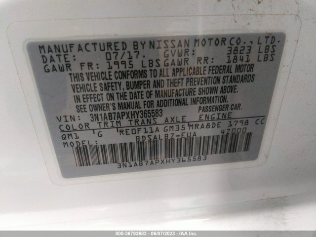 Nissan SENTRA S 2017 3N1AB7APXHY365583 Image 10