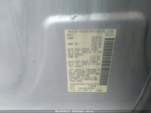 1N6AD0EV8FN744225 Nissan FRONTIER S