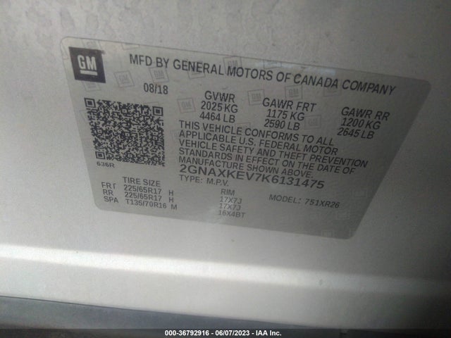 Chevrolet EQUINOX LT 2019 2GNAXKEV7K6131475 Image 9