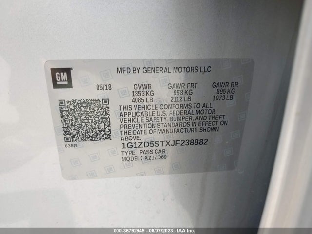 Chevrolet MALIBU LT 2018 1G1ZD5STXJF238882 Image 9