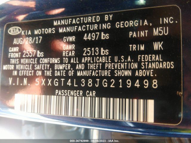 5XXGT4L38JG219498 KIA Optima Lx