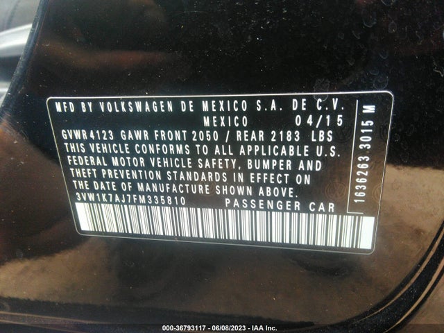 3VW1K7AJ7FM335810 Volkswagen Jetta Sedan 2.0l S