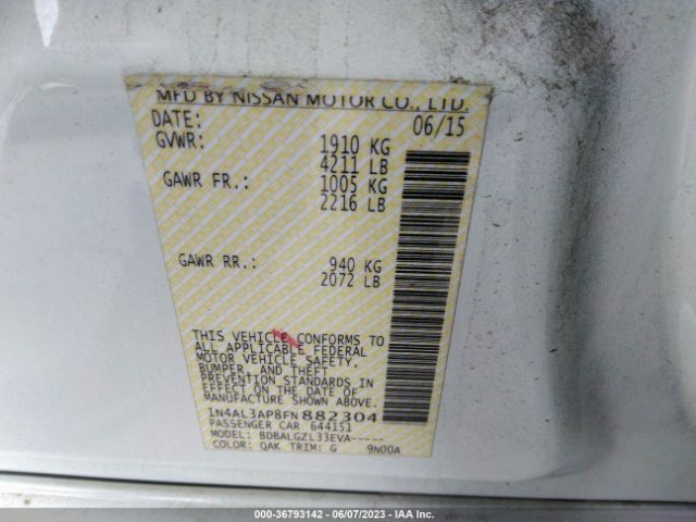 1N4AL3AP8FN882304 Nissan ALTIMA 2.5