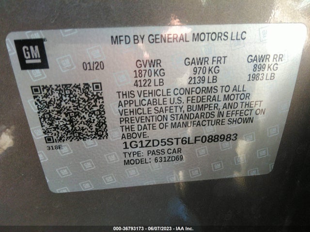 1G1ZD5ST6LF088983 Chevrolet Malibu