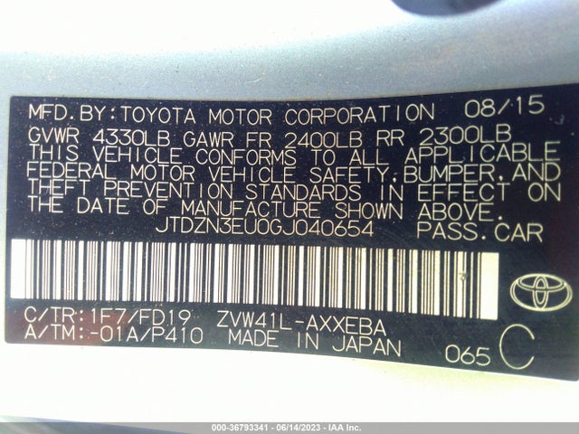 Toyota Prius V Two/five/three/four 2016 JTDZN3EU0GJ040654 Image 15
