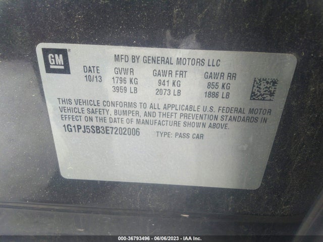 Chevrolet CRUZE ECO 2014 1G1PJ5SB3E7202006 Image 9