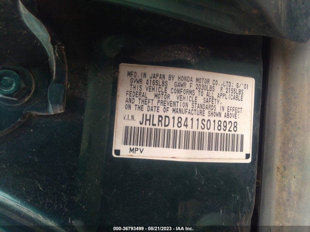 Aukcja sprzedaży 2001 Honda Cr-v Lx, vin: JHLRD18411S018928, numer aukcji: 36793499