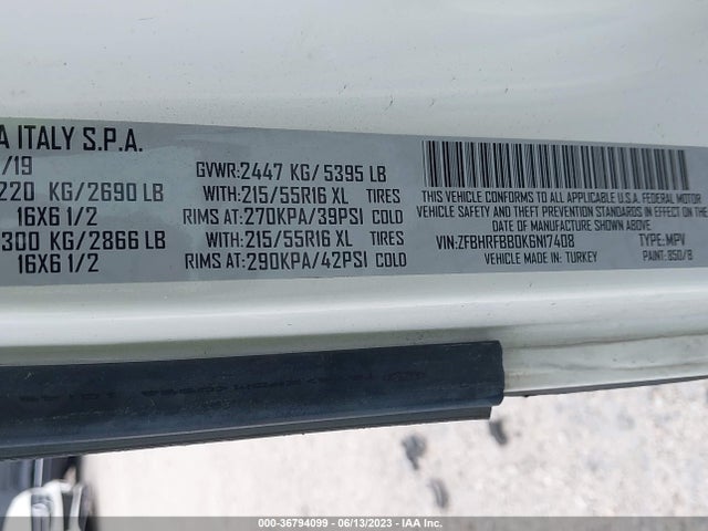 ZFBHRFBB0K6N17408 RAM Promaster City Tradesman Slt