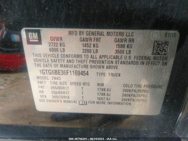 1GTG6BE36F1169454 GMC Canyon 4wd Sle