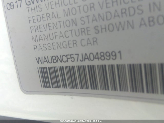 WAUBNCF57JA048991 Audi A5 Sportback Premium Plus
