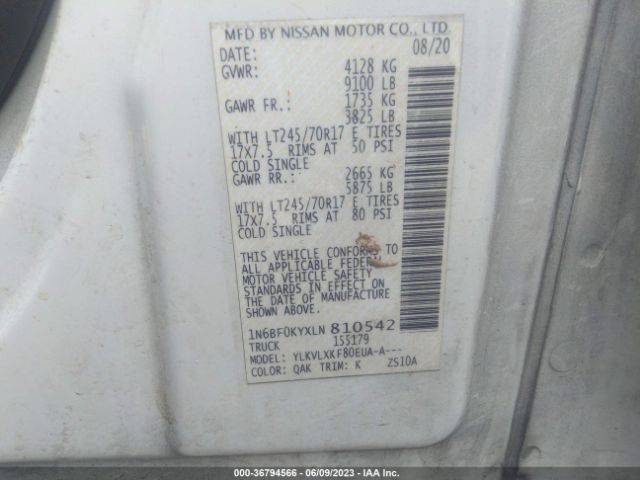 1N6BF0KYXLN810542 Nissan Nv Cargo Sv